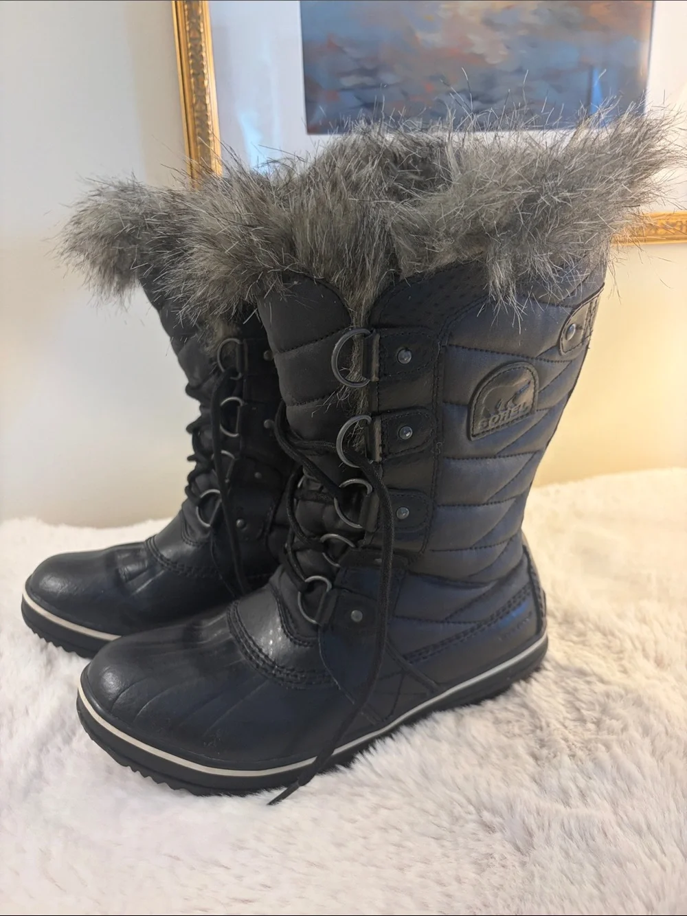 Sorel Tofino 2 Tall Black Insulated Winter Boots Size 8 EUC only worn twice!